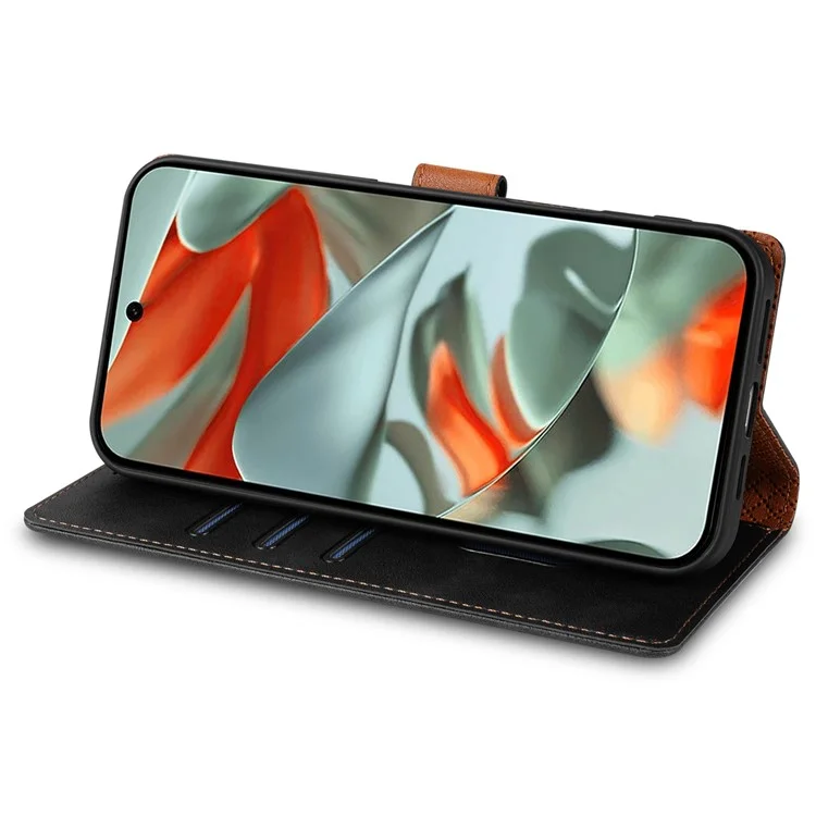 n. Bekus CSJ-001 Para Google Pixel 9 Pro XL Stand Case PU Cubierta de Teléfono de Cuero de Cuero - Negro
