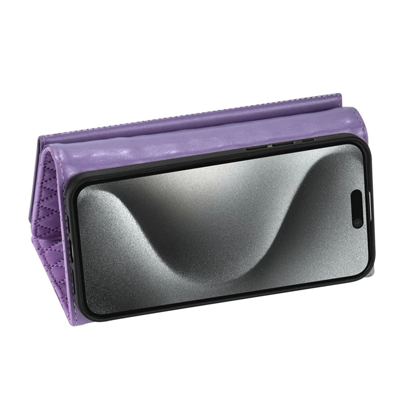 BKS-002 Per Iphone 16 Plus Wallet Case in Pelle PU Copertina Telefonica Con Spalla - Viola