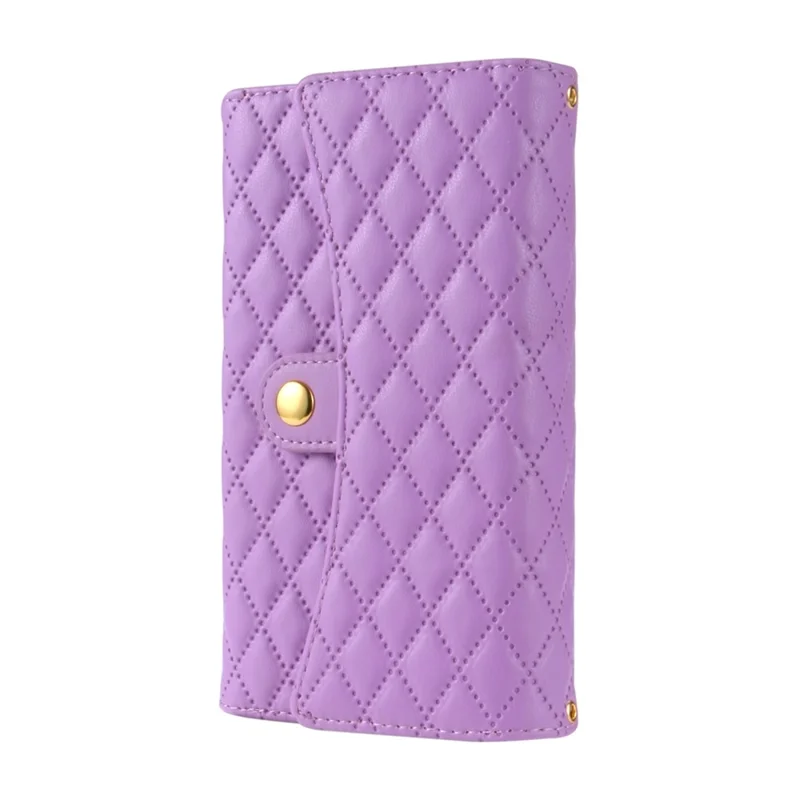BKS-002 Per Iphone 16 Plus Wallet Case in Pelle PU Copertina Telefonica Con Spalla - Viola