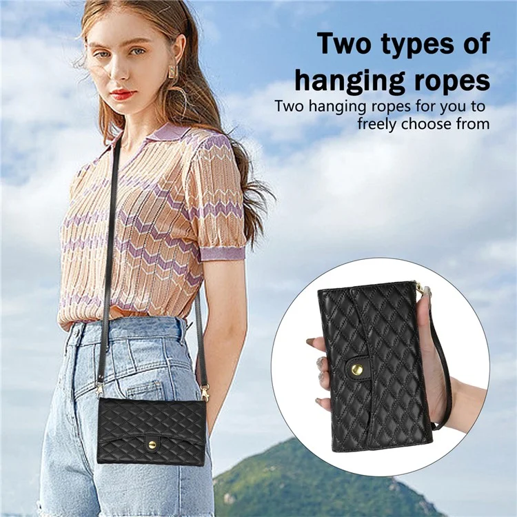 BKS-002 For Google Pixel 9 Pro XL Wallet Case PU Leather Stand Phone Cover with Shoulder Strap - Black