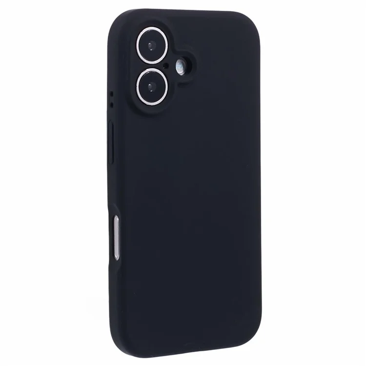 For iPhone 16 Plus Case PC+Liquid Silicone Protective Phone Cover with Microfiber Lining - Black