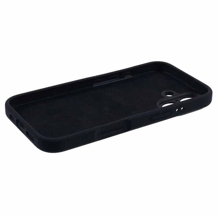 For iPhone 16 Plus Case PC+Liquid Silicone Protective Phone Cover with Microfiber Lining - Black