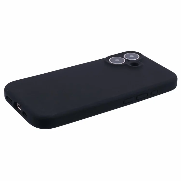For iPhone 16 Plus Case PC+Liquid Silicone Protective Phone Cover with Microfiber Lining - Black