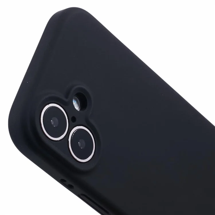 For iPhone 16 Plus Case PC+Liquid Silicone Protective Phone Cover with Microfiber Lining - Black