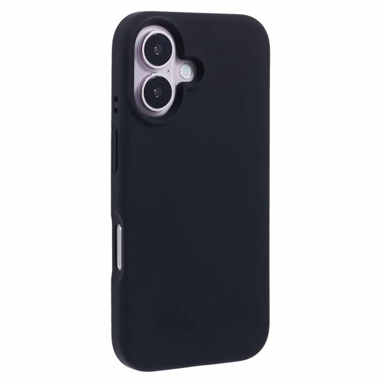 For iPhone 16 Case PC+Liquid Silicone Anti-Scratch Lining Phone Cover - Schwarz