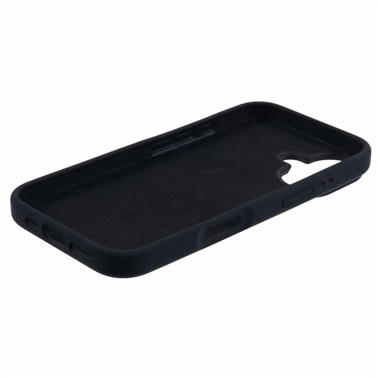 For iPhone 16 Case PC+Liquid Silicone Anti-Scratch Lining Phone Cover - Schwarz