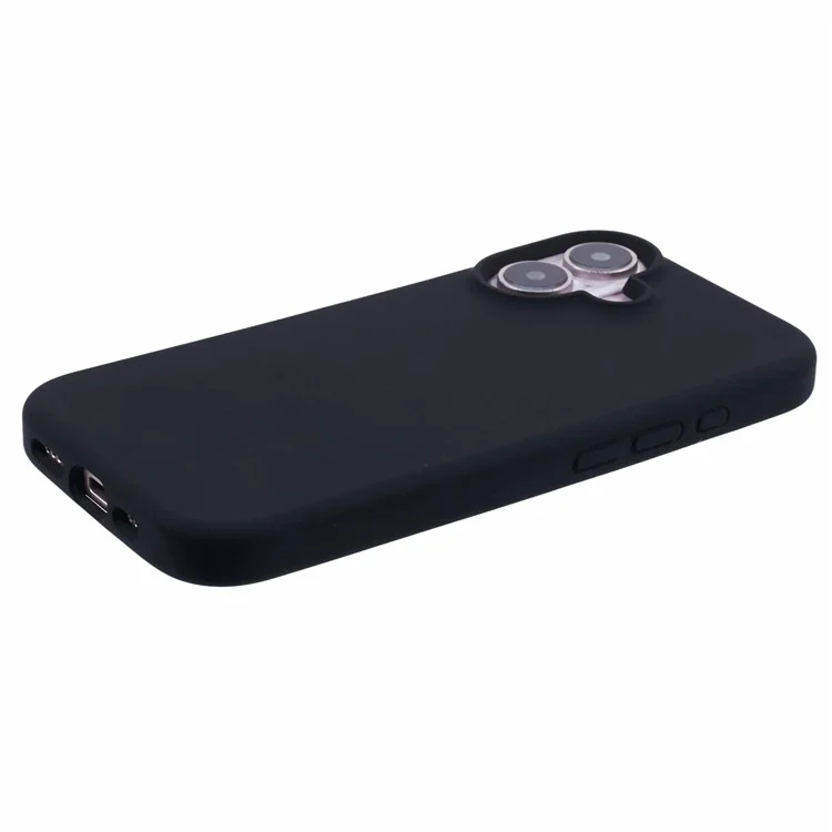 For iPhone 16 Case PC+Liquid Silicone Anti-Scratch Lining Phone Cover - Schwarz