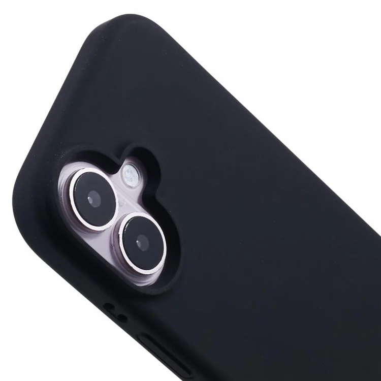 For iPhone 16 Case PC+Liquid Silicone Anti-Scratch Lining Phone Cover - Schwarz