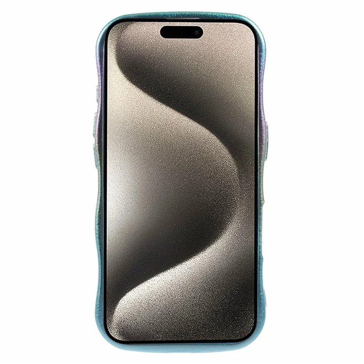 For iPhone 16 Plus Case Curly Shape Love Heart TPU Phone Cover Iridescent Gradient - Colorful Green