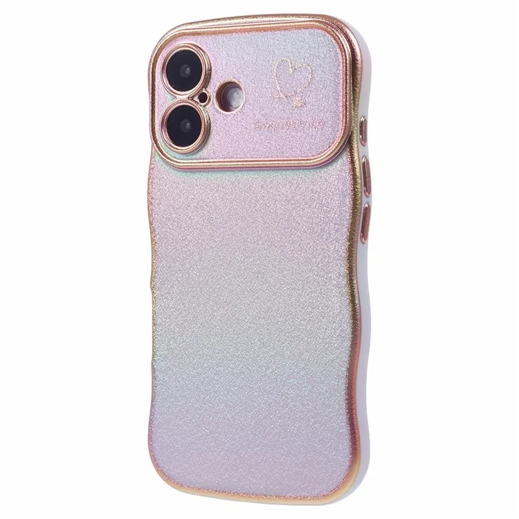 For iPhone 16 Plus Case Curly Shape Love Heart TPU Phone Cover Iridescent Gradient -  Cover Iridescent Gradient - Colorful Purple