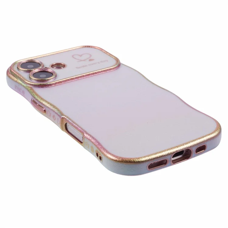 For iPhone 16 Plus Case Curly Shape Love Heart TPU Phone Cover Iridescent Gradient -  Cover Iridescent Gradient - Colorful Purple