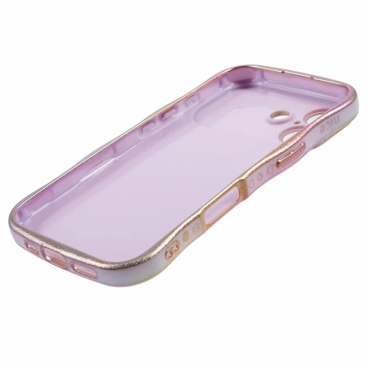 For iPhone 16 Plus Case Curly Shape Love Heart TPU Phone Cover Iridescent Gradient -  Cover Iridescent Gradient - Colorful Purple