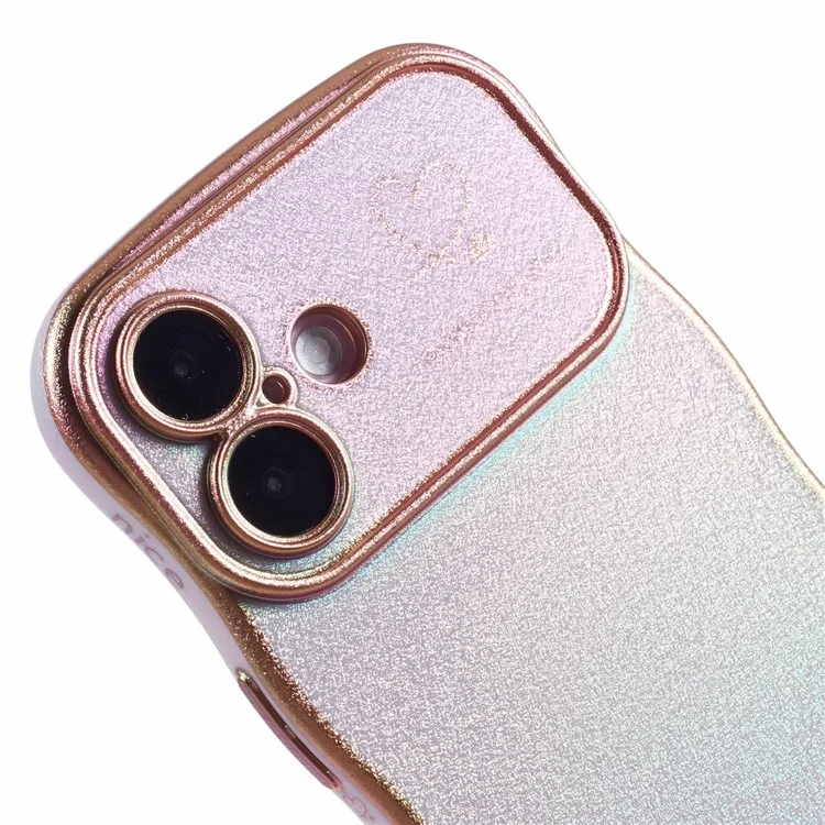 For iPhone 16 Plus Case Curly Shape Love Heart TPU Phone Cover Iridescent Gradient -  Cover Iridescent Gradient - Colorful Purple