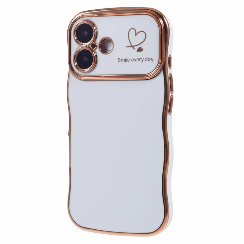 For iPhone 16 Plus Case Love Hearts TPU Phone Cover Curly Wave Frame Large Window - Ivory White
