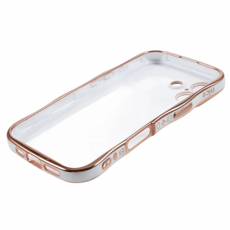 For iPhone 16 Plus Case Love Hearts TPU Phone Cover Curly Wave Frame Large Window - Ivory White