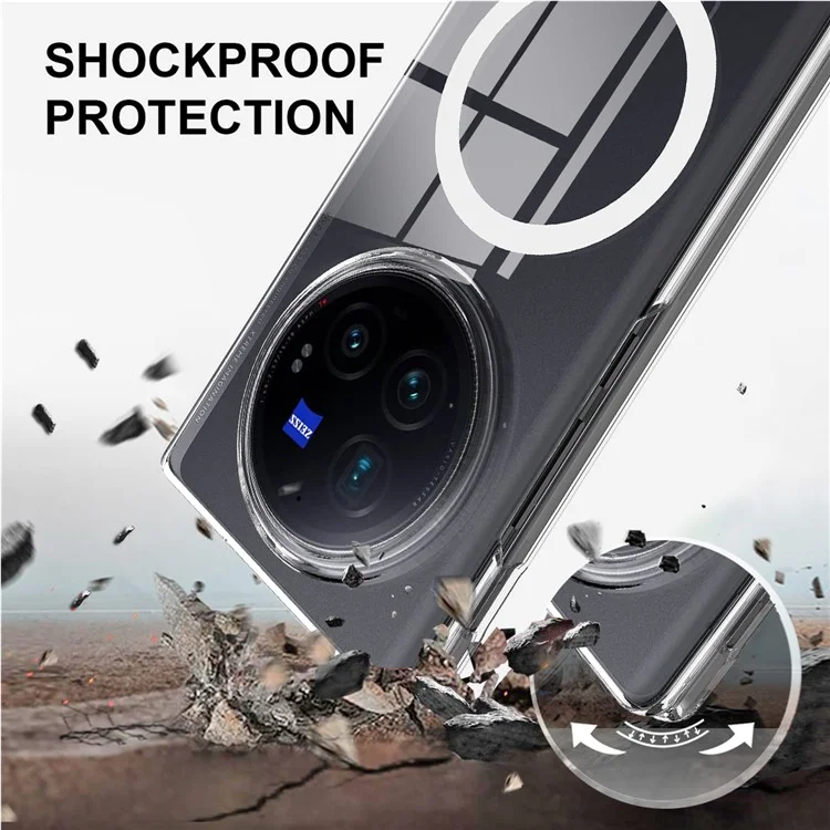 For vivo X Fold3 Case Compatible with MagSafe TPU+Acrylic Clear Phone Cover