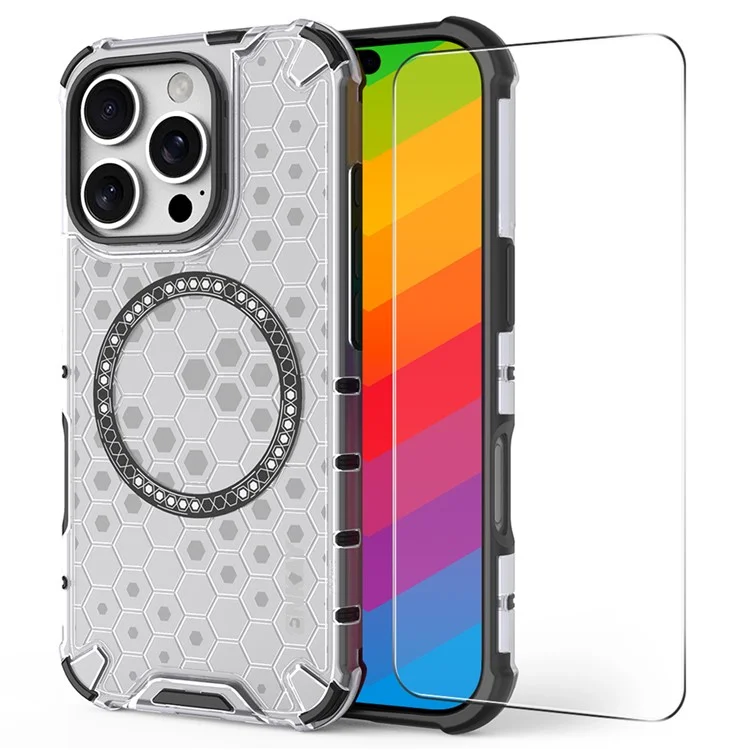 ENKAY HAT PRINCE For iPhone 16 Pro Max Case Compatible with MagSafe TPU+PC Phone Cover with Screen Film - White
