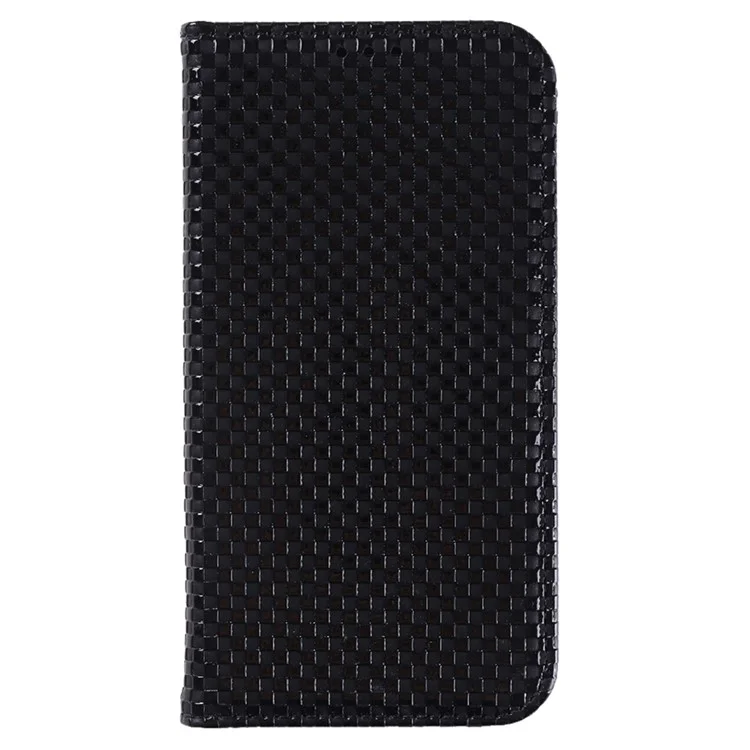Para o Samsung Galaxy A03s (166,5 x 75,98 x 9,14mm) Textura da Grade PU Caso de Couro Caixa Magnética Auto-absorvido Proteção Completa Tampa da Carteira Celular - Preto