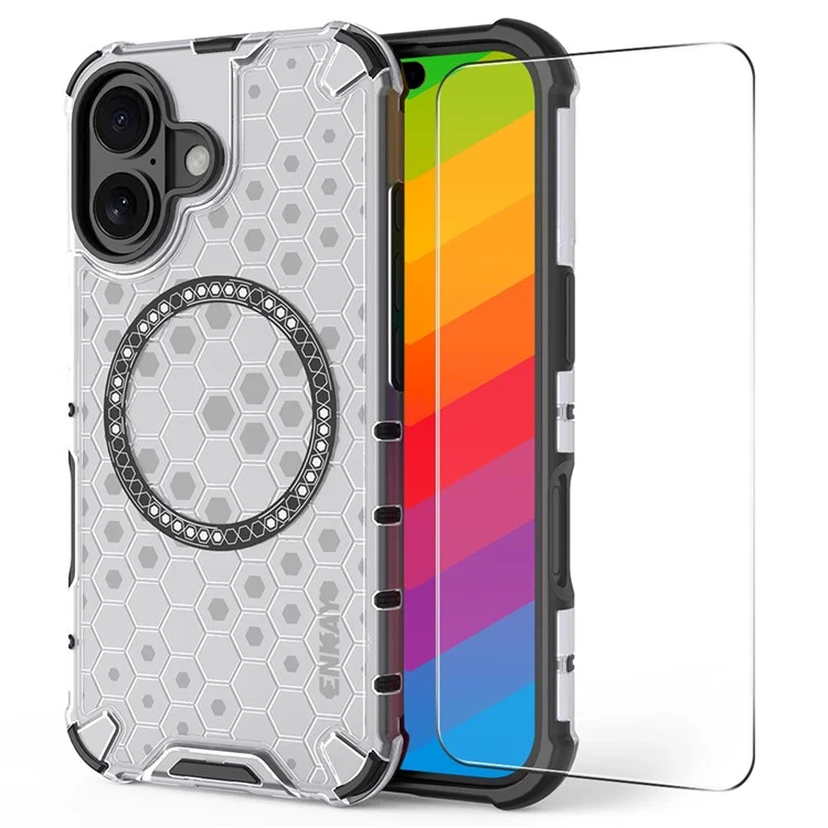 ENKAY HAT PRINCE For iPhone 16 Plus Case Compatible with MagSafe TPU+PC Phone Cover with Screen Film - White