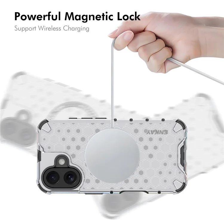 ENKAY HAT PRINCE For iPhone 16 Plus Case Compatible with MagSafe TPU+PC Phone Cover with Screen Film - White