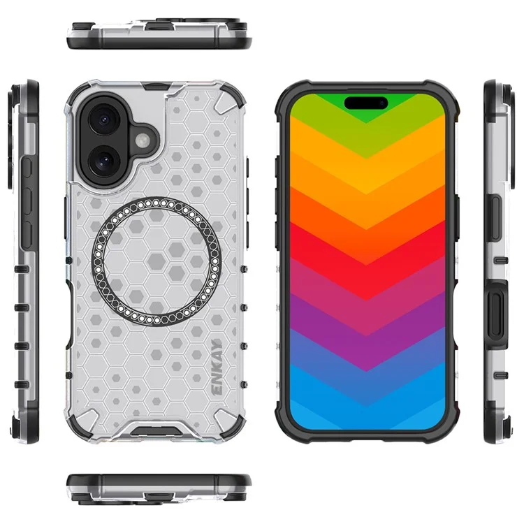 ENKAY HAT PRINCE For iPhone 16 Plus Case Compatible with MagSafe TPU+PC Phone Cover with Screen Film - White
