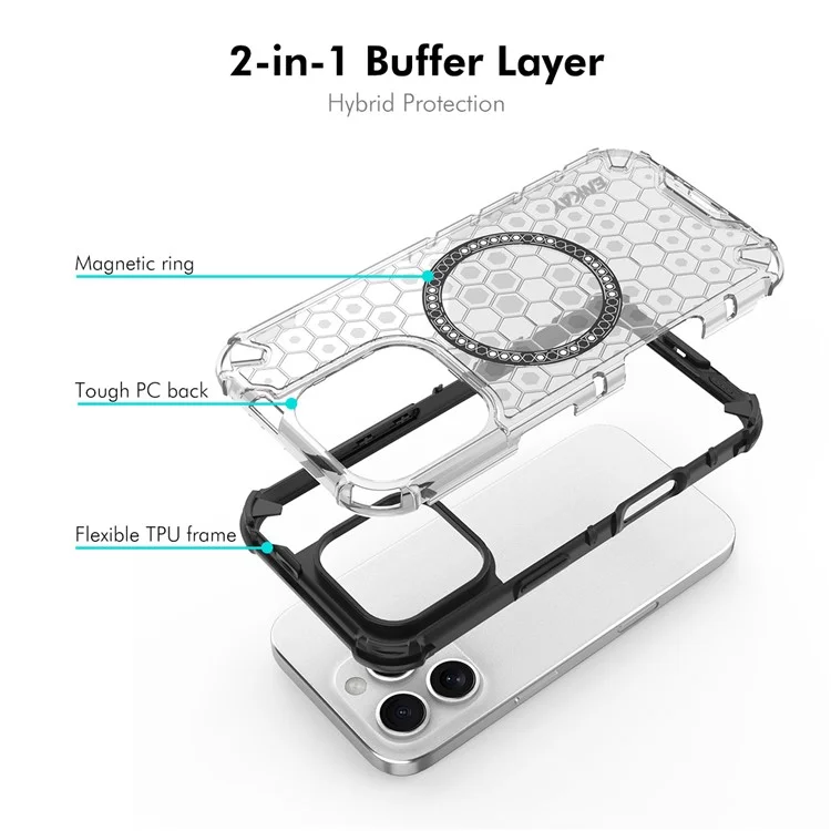 ENKAY HAT PRINCE For iPhone 16 Pro Case Compatible with MagSafe TPU+PC Phone Cover with Screen Film - White