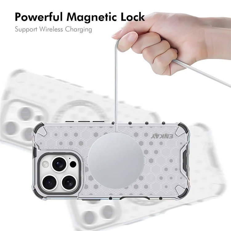 ENKAY HAT PRINCE For iPhone 16 Pro Case Compatible with MagSafe TPU+PC Phone Cover with Screen Film - White