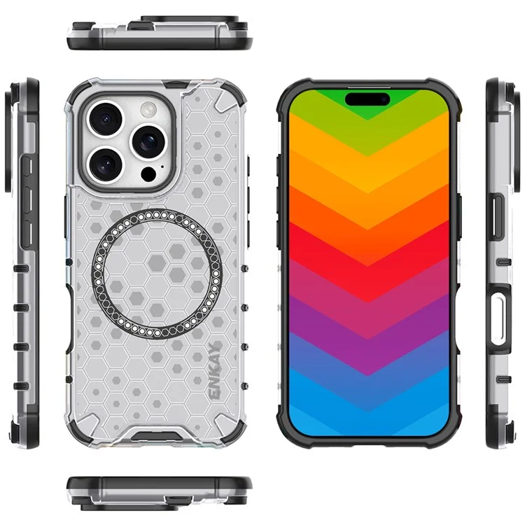 ENKAY HAT PRINCE For iPhone 16 Pro Case Compatible with MagSafe TPU+PC Phone Cover with Screen Film - White