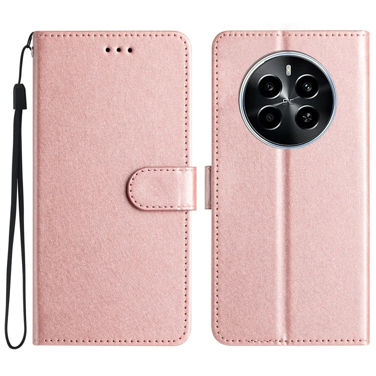 Per Realme Narzo 70 5G / Narzo 70 Pro 5G / P1 5G / 12 4G / 12+ 5 g di Portafoglio in Pelle Follio Cover Magnetic Clasp - Oro Rosa