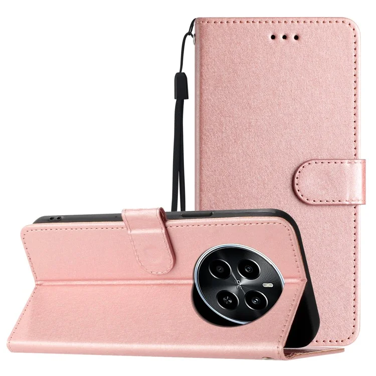 Per Realme Narzo 70 5G / Narzo 70 Pro 5G / P1 5G / 12 4G / 12+ 5 g di Portafoglio in Pelle Follio Cover Magnetic Clasp - Oro Rosa