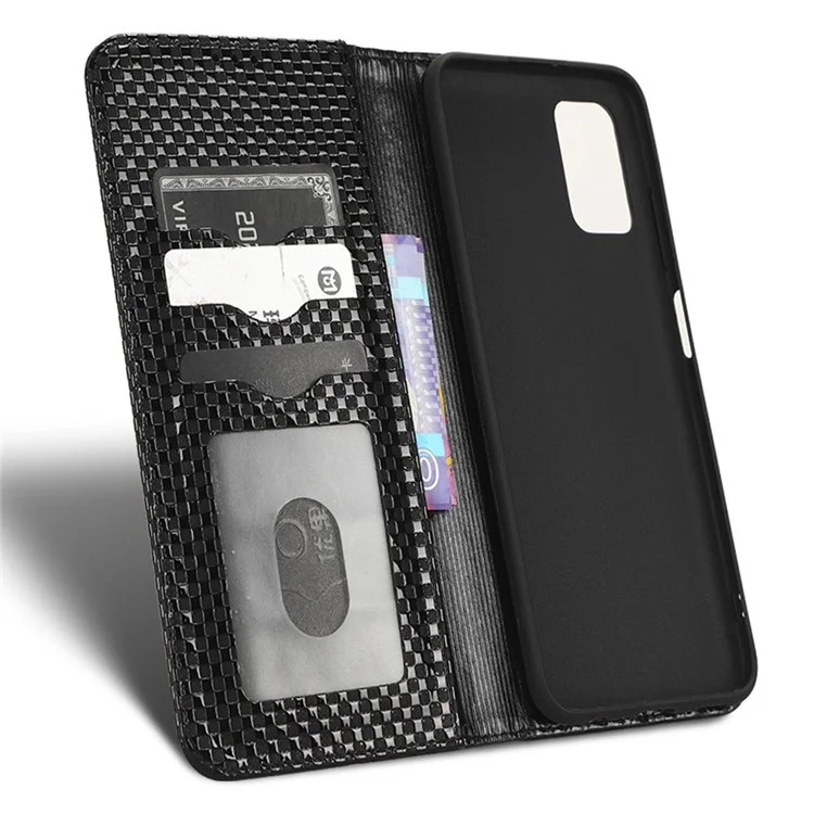 For Samsung Galaxy A03s (164.2 x 75.9 x 9.1mm) Shockproof Phone Flip Wallet Case Anti-wear PU Leather Grid Texture Phone Cover Stand - Black
