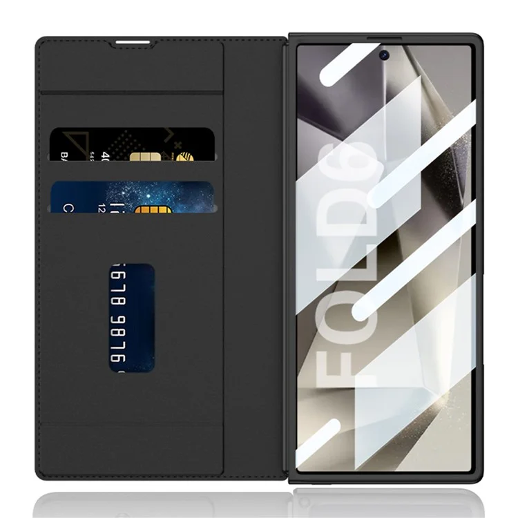 GKK Para Samsung Galaxy Z Fold6 5G Case de Kickstand Magnetic Closure PC+PU Pulado Contro Con Slot de Lacable (sin Película de Pantalla) - Negro