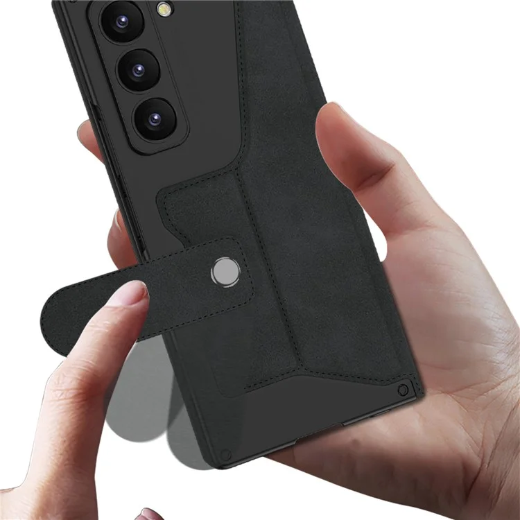 GKK Para Samsung Galaxy Z Fold6 5G Kickstand Case Slot Slot PC+PU Puno Cubierta Con Parte - Negro