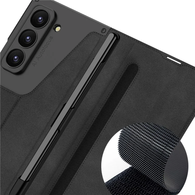 GKK Para Samsung Galaxy Z Fold6 5G Kickstand Case Slot Slot PC+PU Puno Cubierta Con Parte - Negro