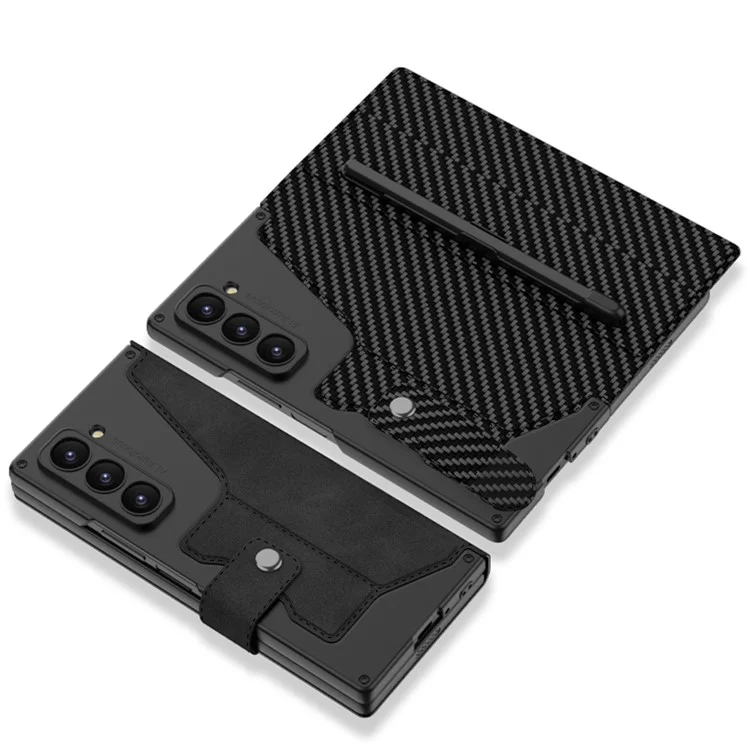 GKK Para Samsung Galaxy Z Fold6 5G Kickstand Case Slot Slot PC+PU Puno Cubierta Con Parte - Negro