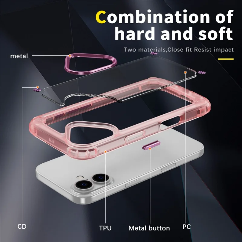 Per Iphone 16 Case TPU Anti-drop Croodo PC Clear PC Clear - Rosa Trasparente