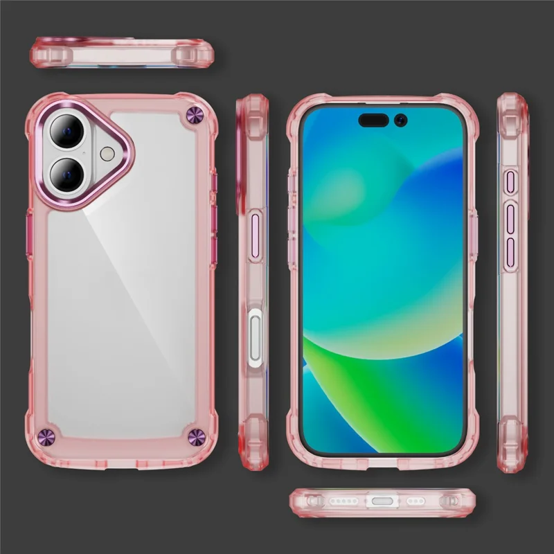 Per Iphone 16 Case TPU Anti-drop Croodo PC Clear PC Clear - Rosa Trasparente