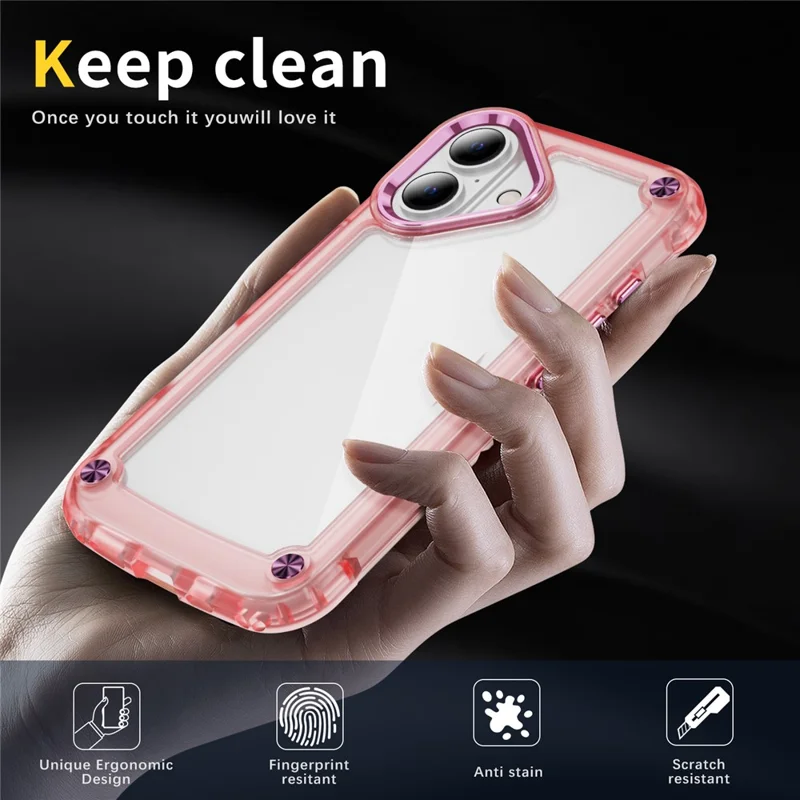 Per Iphone 16 Case TPU Anti-drop Croodo PC Clear PC Clear - Rosa Trasparente
