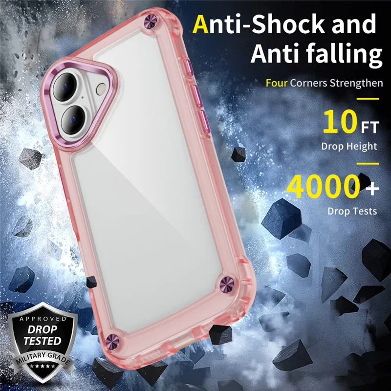 Per Iphone 16 Case TPU Anti-drop Croodo PC Clear PC Clear - Rosa Trasparente