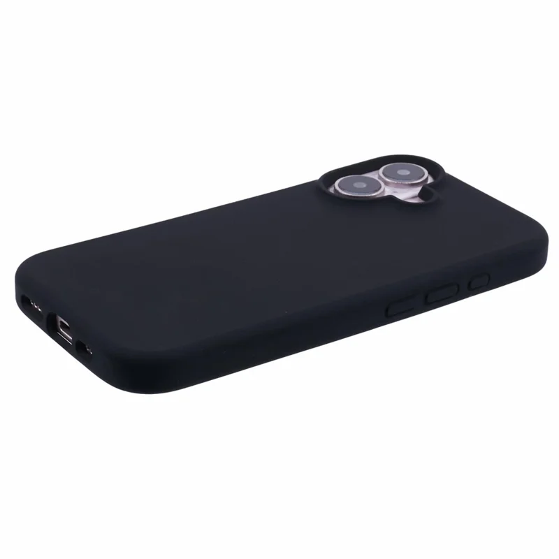 For iPhone 16 Plus Case PC+Liquid Silicone Anti-Scratch Lining Phone Cover - Black