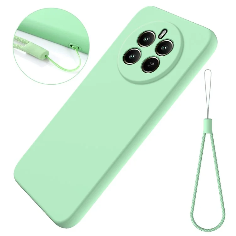 For Realme 13 4G Case Liquid Silicone Anti-Scratch Phone Cover with Hand Strap - Green