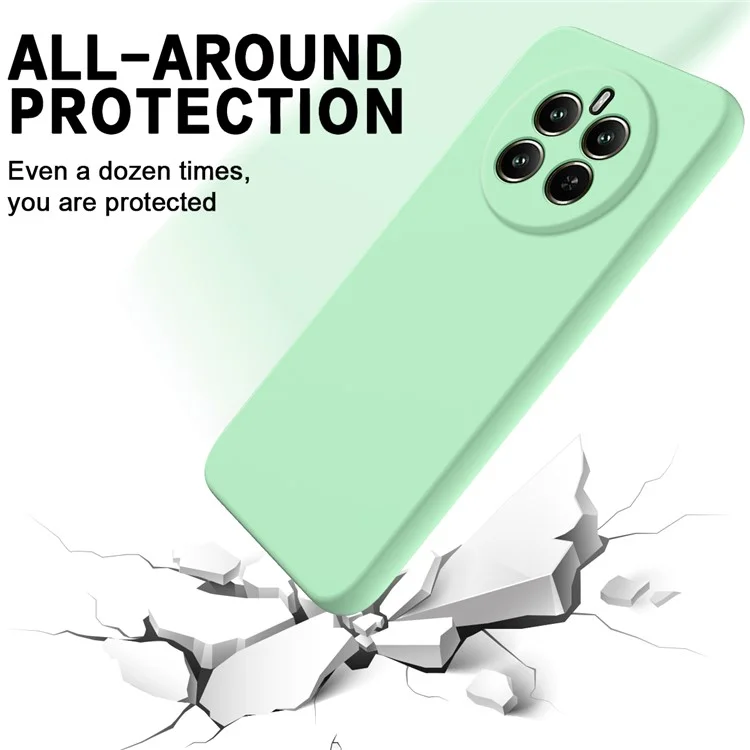 For Realme 13 4G Case Liquid Silicone Anti-Scratch Phone Cover with Hand Strap - Green
