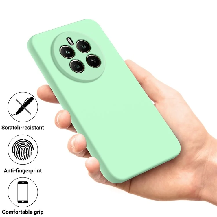 For Realme 13 4G Case Liquid Silicone Anti-Scratch Phone Cover with Hand Strap - Green