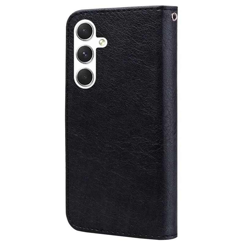 For Samsung Galaxy A16 5G Case Solid Color Leather Folding Stand Wallet Leather Phone Cover - Black