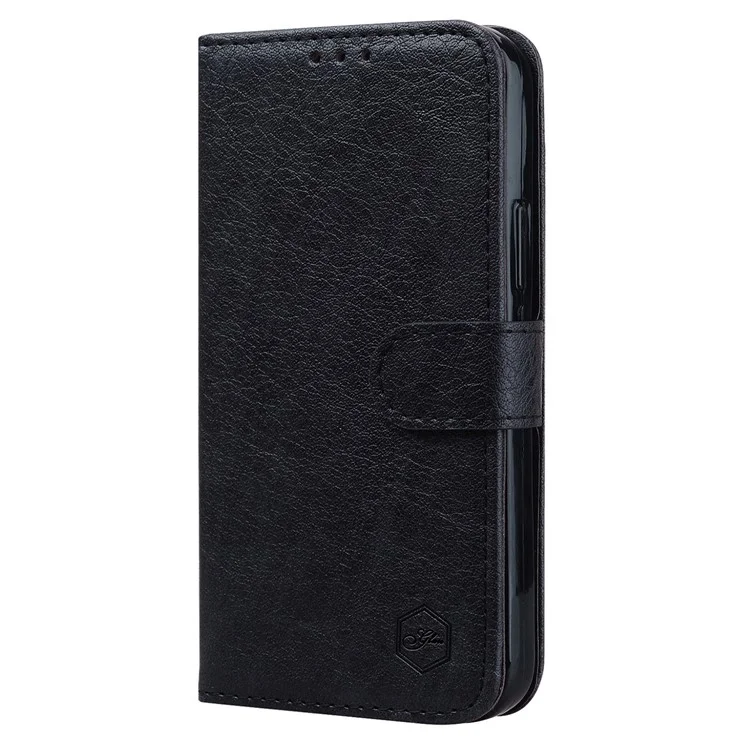 Para Iphone 16 Case Sólido de Cuero de Cuero Tope de Cuero Cubierta de Cuero de Cuero - Negro