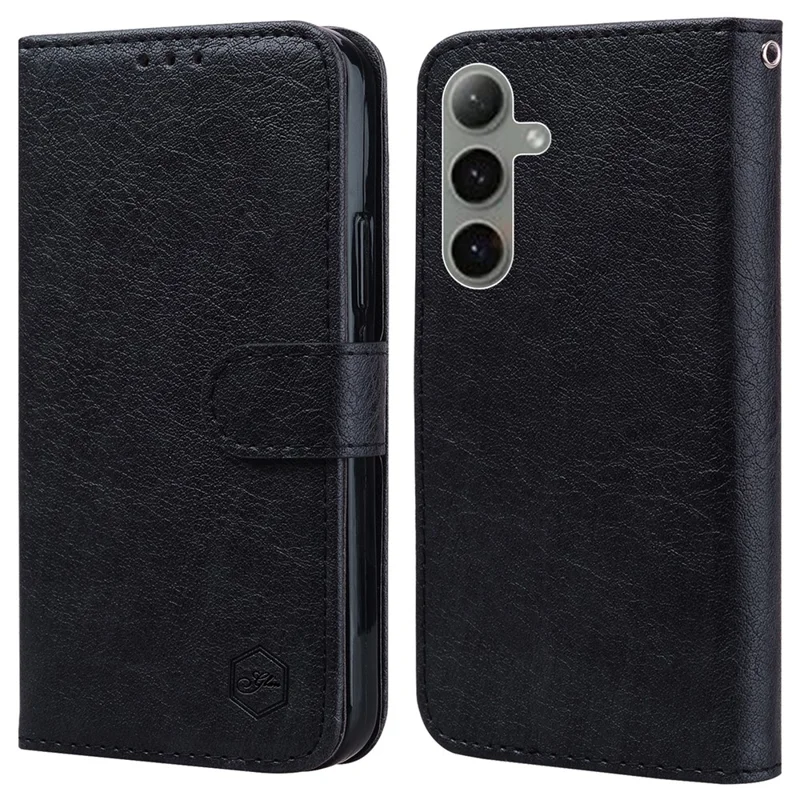 Per Samsung Galaxy S24 fe Case Solido Cover Del Portafoglio di Supporto Per Portafoglio in Pelle Pieghevole - Nero