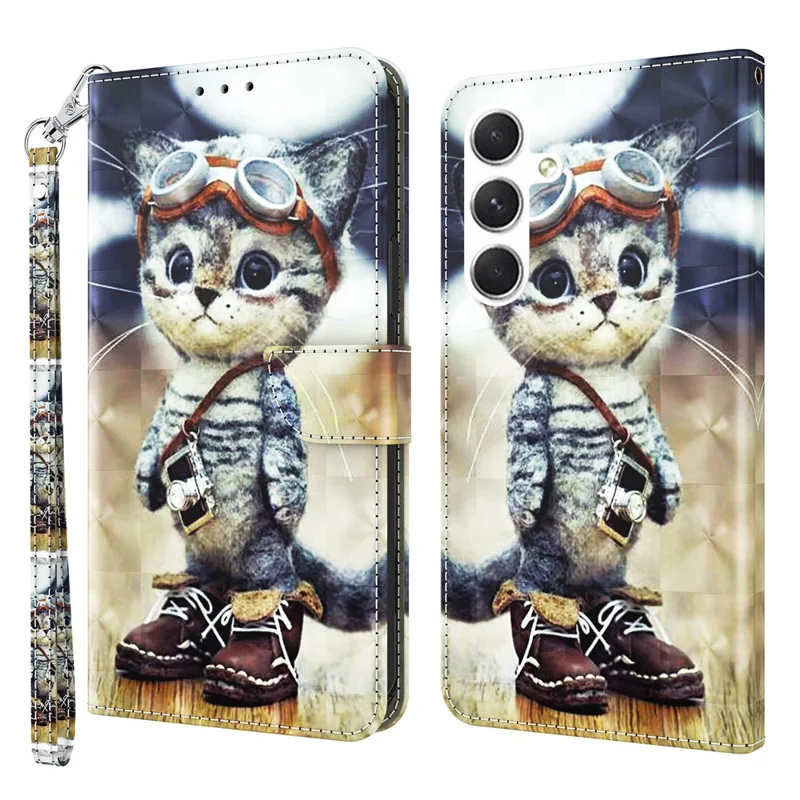 Per Samsung Galaxy A16 5G / A16 4G Case Stand Pattern Printing Leather Phone Cover - Standing Cat