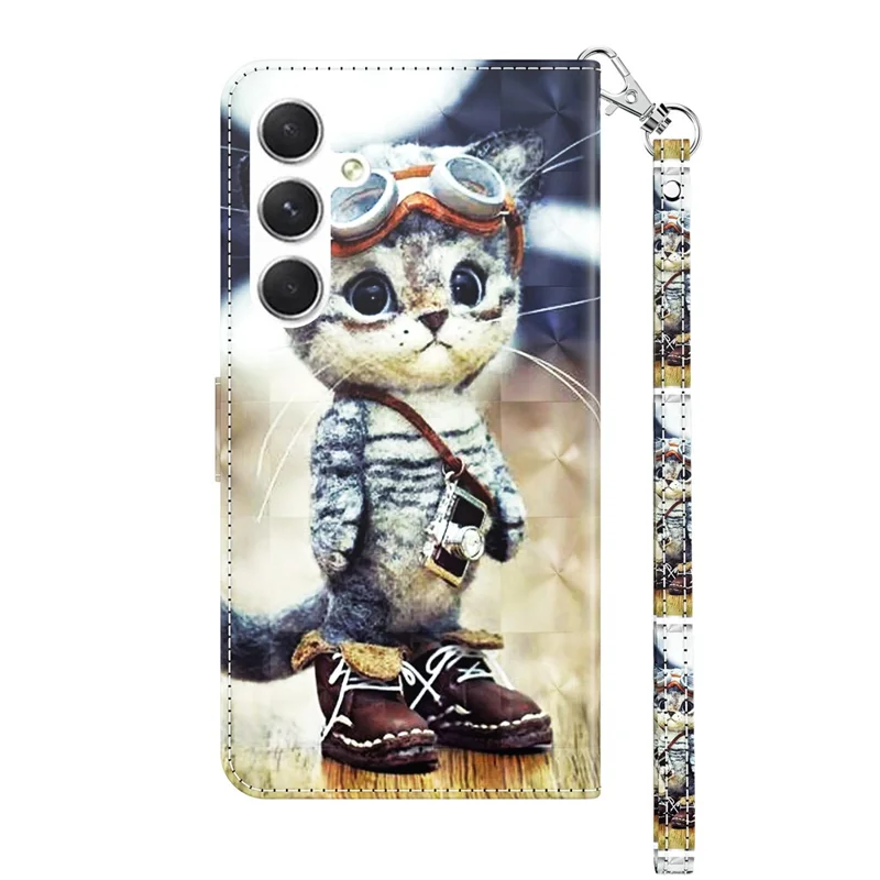 Per Samsung Galaxy A16 5G / A16 4G Case Stand Pattern Printing Leather Phone Cover - Standing Cat