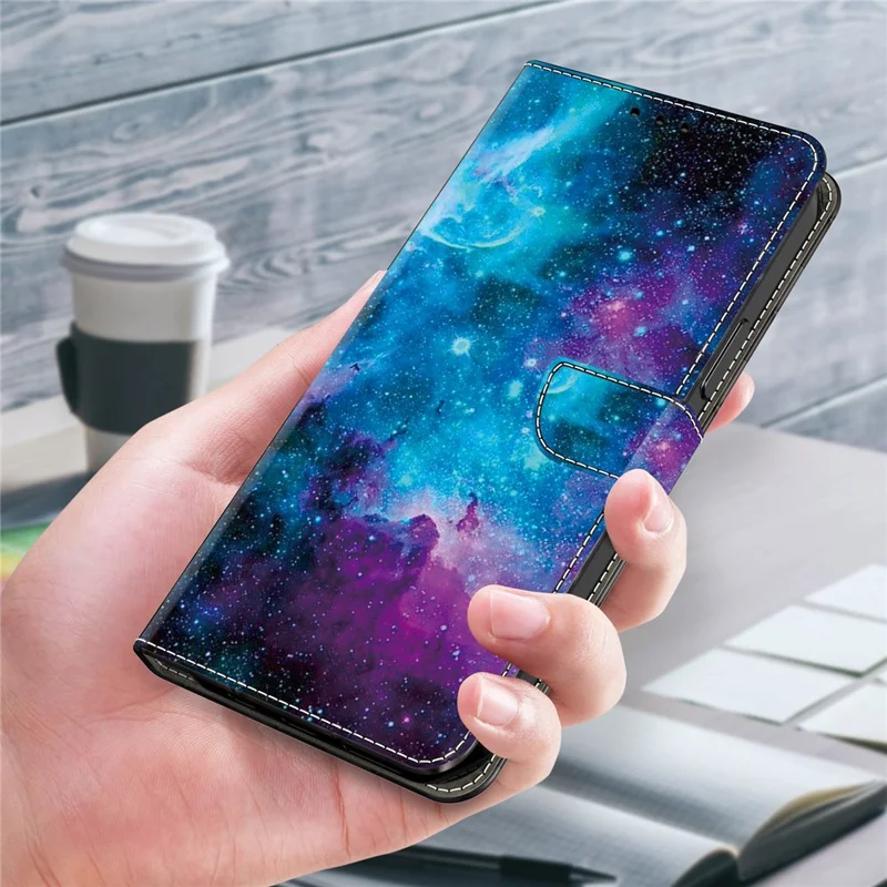 For Samsung Galaxy S24 FE Case Pattern Printed Protective Leather Flip Phone Case - Starry Sky