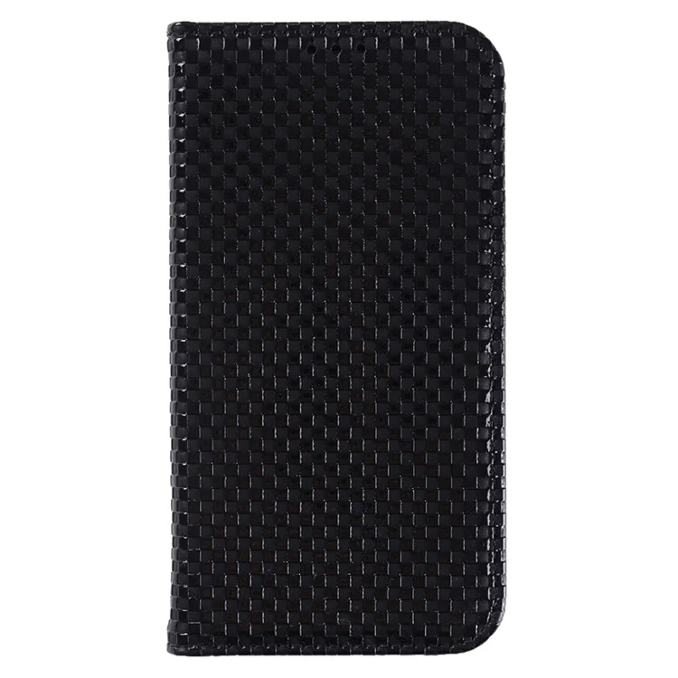 Drop-proof Phone Case For iPhone 12 Pro Max 6.7 inch, PU Leather Magnetic Auto-absorbed Flip Wallet Cover Stand Grid Texture Cell Phone Shell - Black